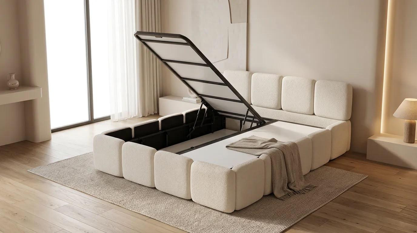 Upholstered bed lifestyle photograph